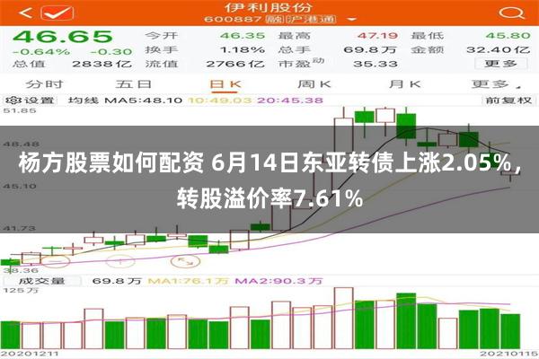 杨方股票如何配资 6月14日东亚转债上涨2.05%，转股溢价率7.61%