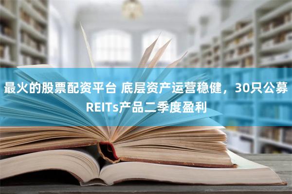 最火的股票配资平台 底层资产运营稳健，30只公募REITs产品二季度盈利