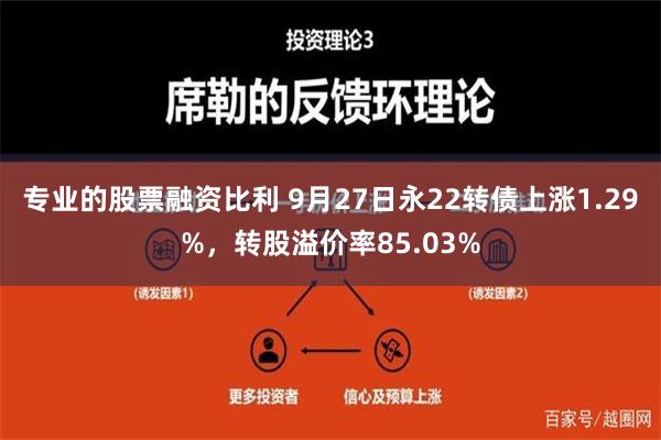 专业的股票融资比利 9月27日永22转债上涨1.29%，转股溢价率85.03%