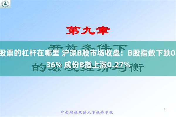 股票的杠杆在哪里 沪深B股市场收盘：B股指数下跌0.36% 成份B指上涨0.27%